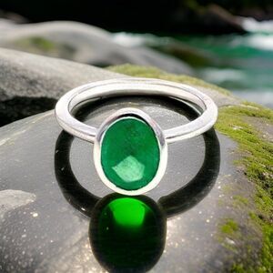Natural Solitaire Emerald Ring Size 6.5 14k W G 2.5 Cts Certified $1,950 310572